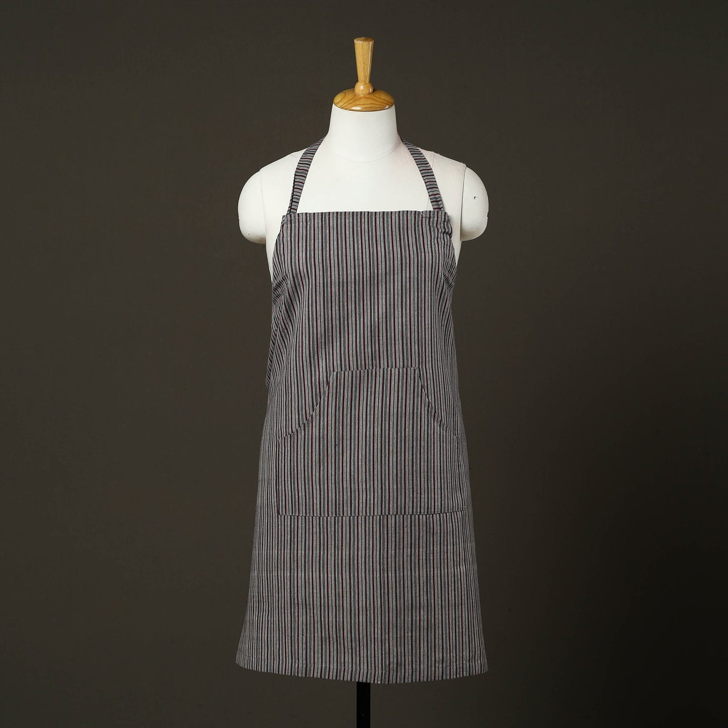Grey - jhiri handloom cotton apron with pocket 33