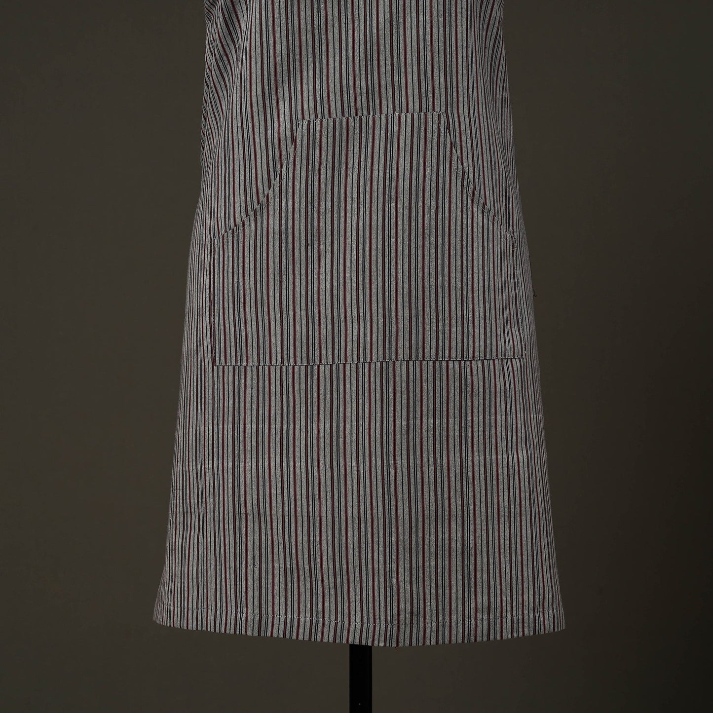 Grey - jhiri handloom cotton apron with pocket 33