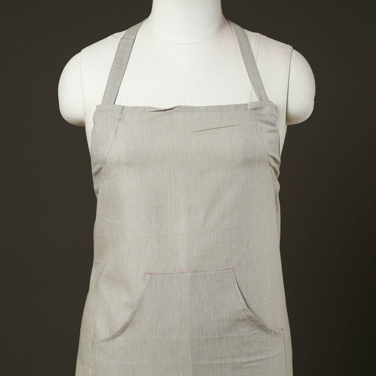 Grey - jhiri handloom cotton apron with pocket 41