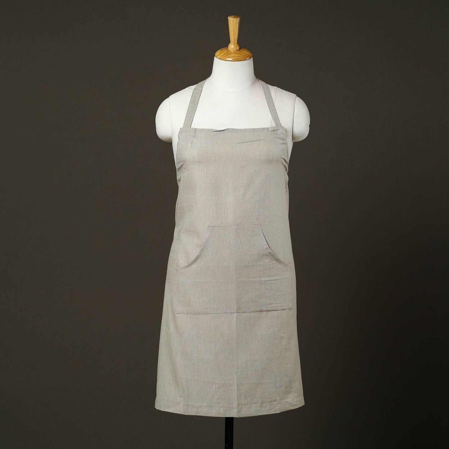 Grey - jhiri handloom cotton apron with pocket 41