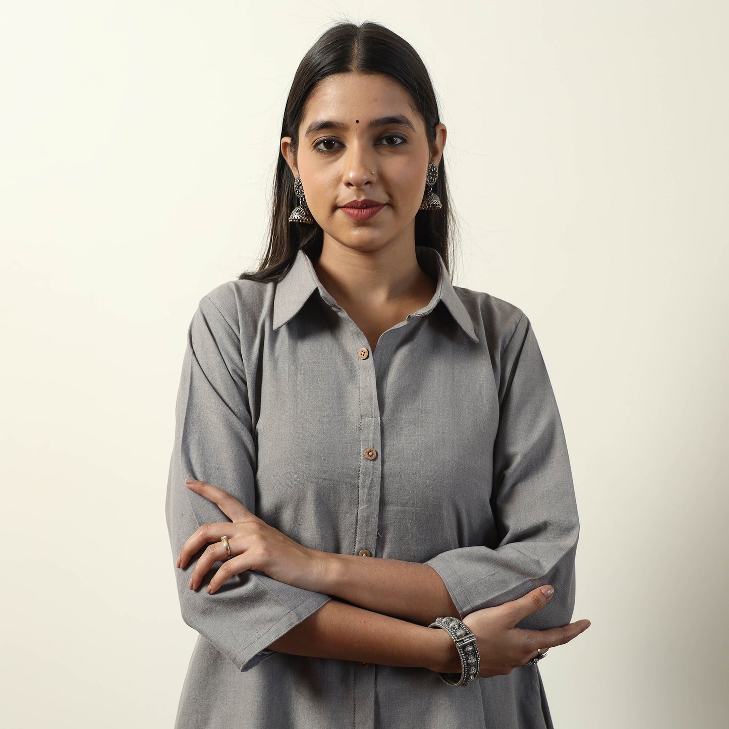  Jhiri Handloom Cotton A-Line Long Kurta 