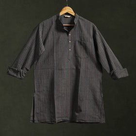 Jhiri handloom cotton short kurta for men 07 - handcrafted