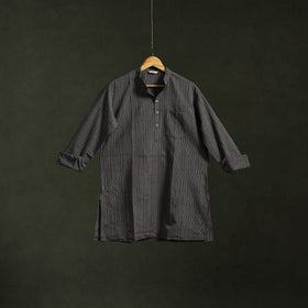 Jhiri handloom cotton short kurta for men 07 - handcrafted