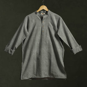 Jhiri handloom cotton short kurta for men 11 - handcrafted
