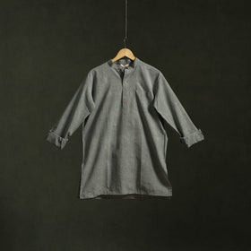 Jhiri handloom cotton short kurta for men 11 - handcrafted