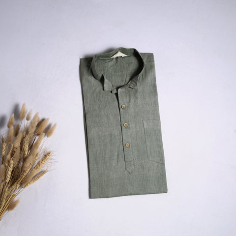 Jhiri handloom cotton short kurta for men 11 - handcrafted