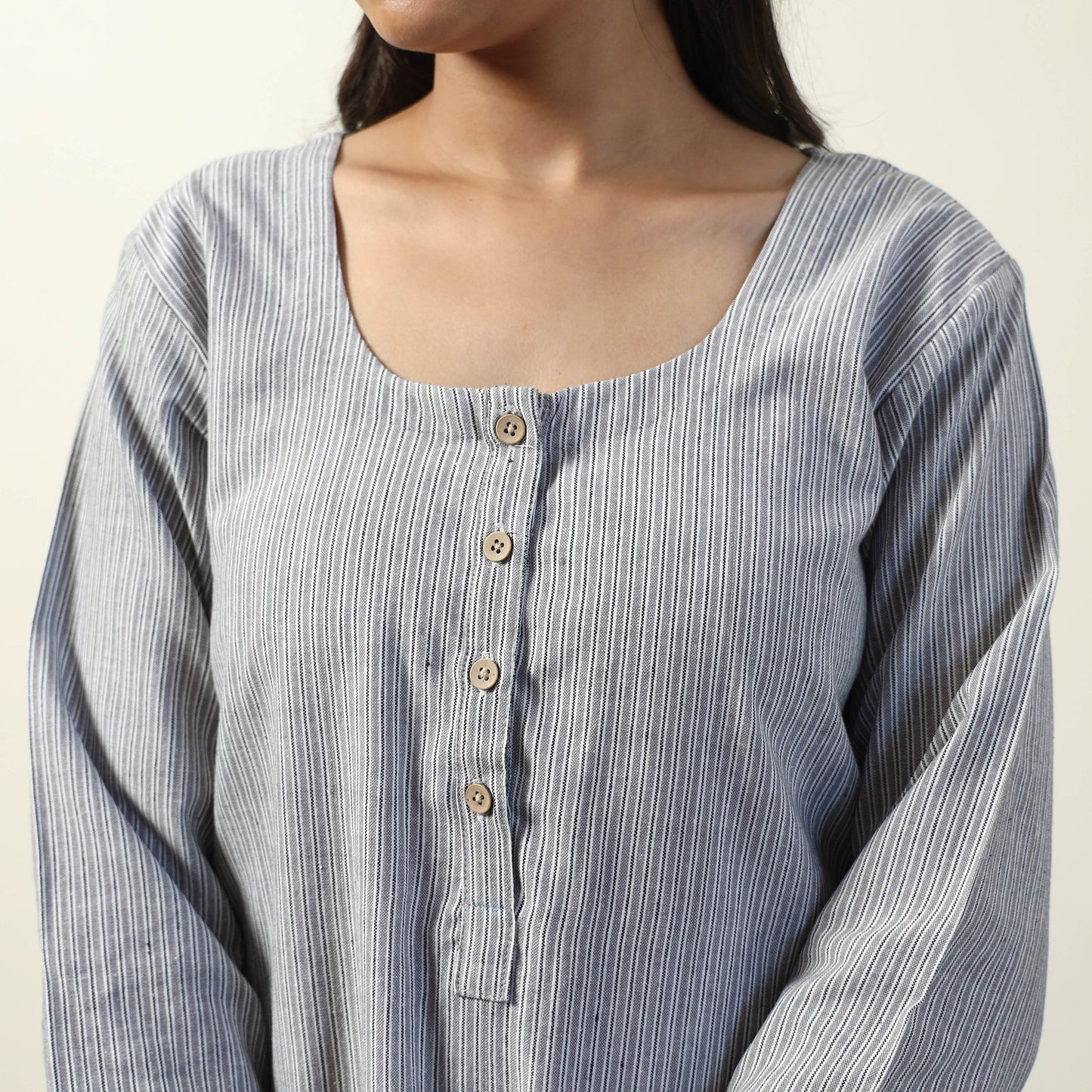   Jhiri Handloom Cotton Straight Long Kurta 