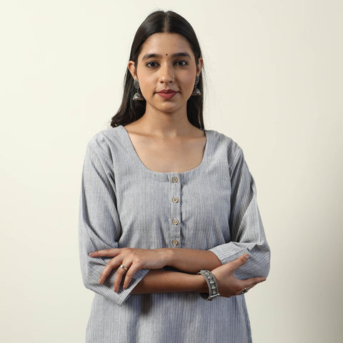   Jhiri Handloom Cotton Straight Long Kurta 