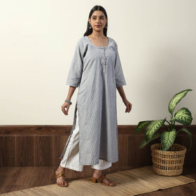   Jhiri Handloom Cotton Straight Long Kurta 