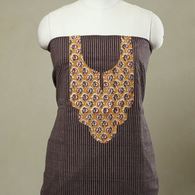 Buy Grey Jhiri Handloom Patchwork Cotton Kurta Material