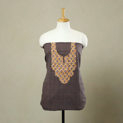 Buy Grey Jhiri Handloom Patchwork Cotton Kurta Material
