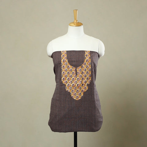 Buy Grey Jhiri Handloom Patchwork Cotton Kurta Material