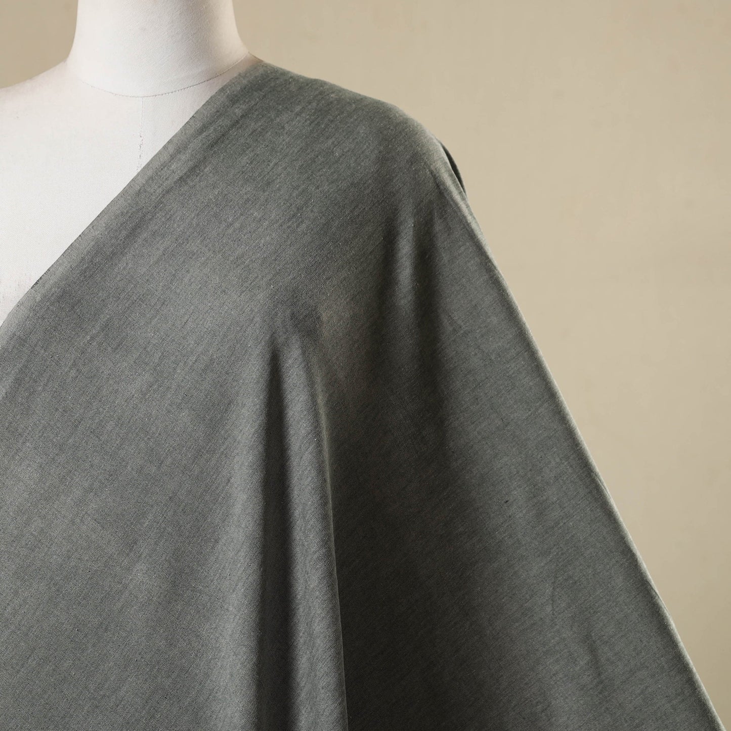 Grey - jhiri pure handloom cotton fabric 17 - handcrafted