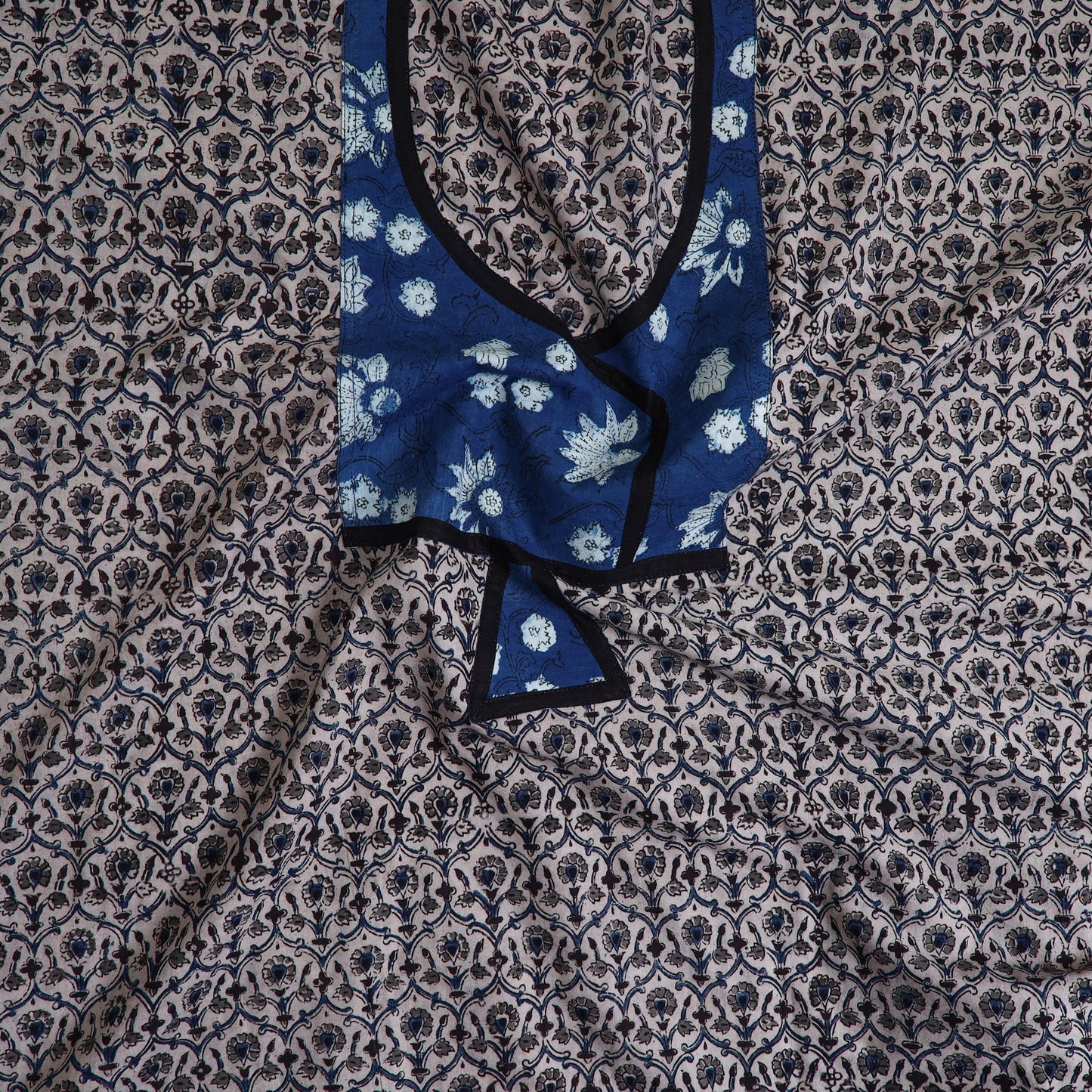 Grey - kalamkari cotton unstitched kurta material