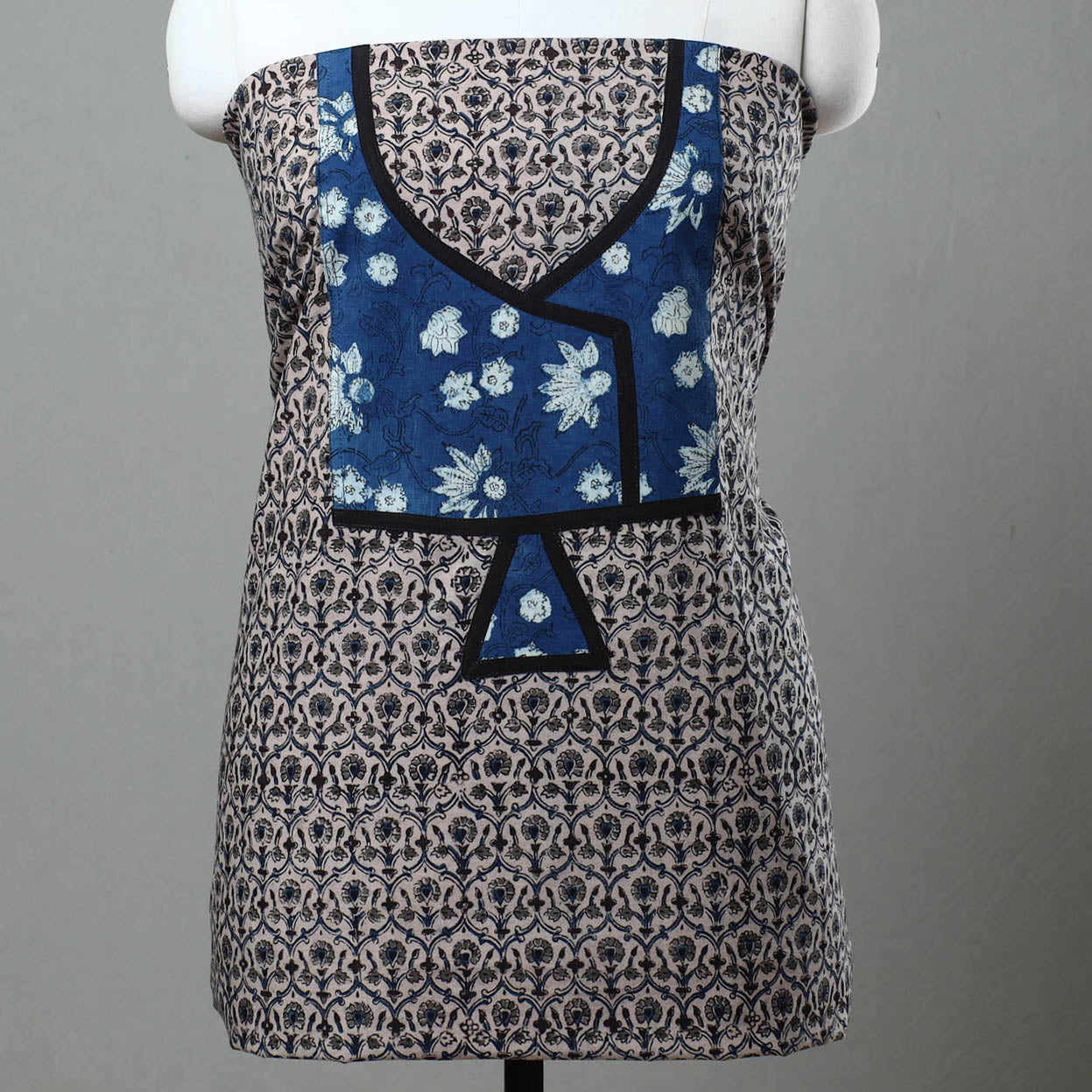 Grey - kalamkari cotton unstitched kurta material