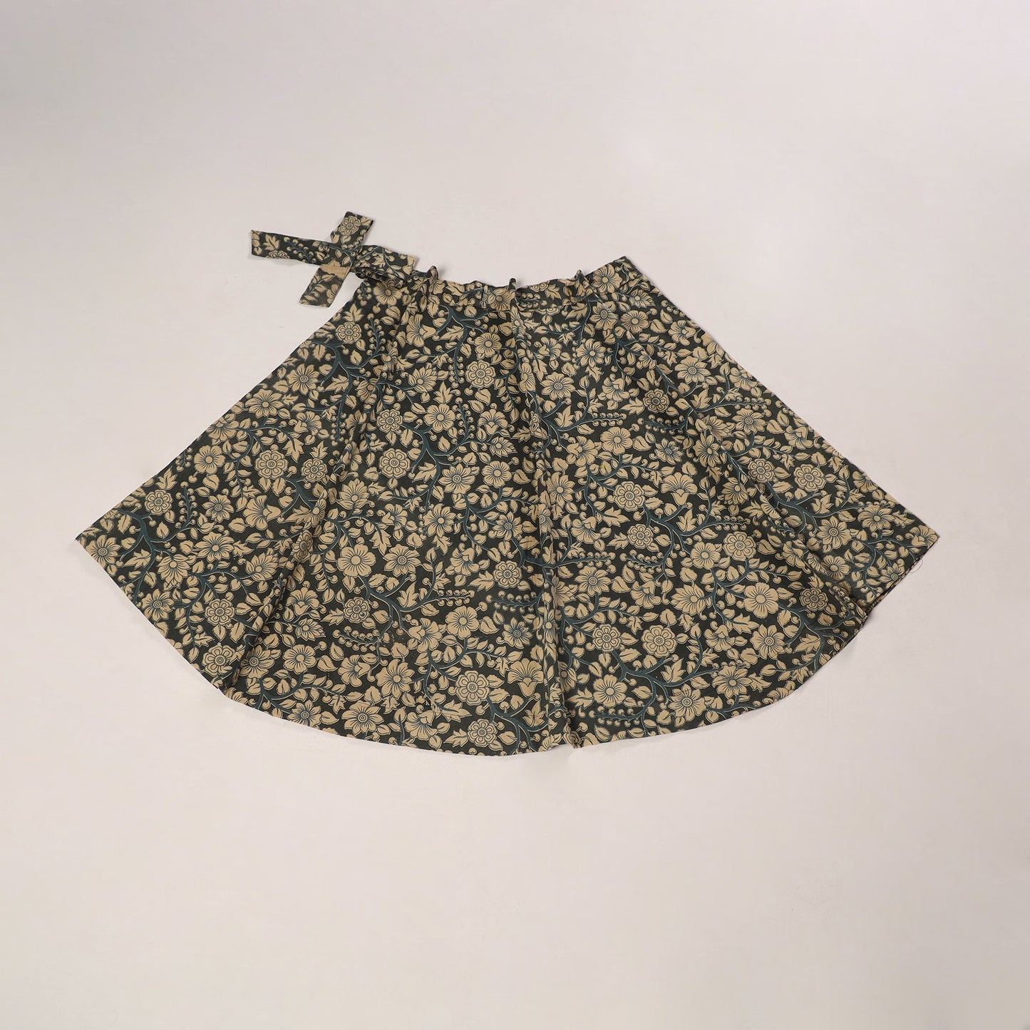 Grey - kalamkari cotton wrap around skirt 02 - handcrafted