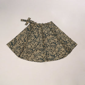 Grey - kalamkari cotton wrap around skirt 02 - handcrafted