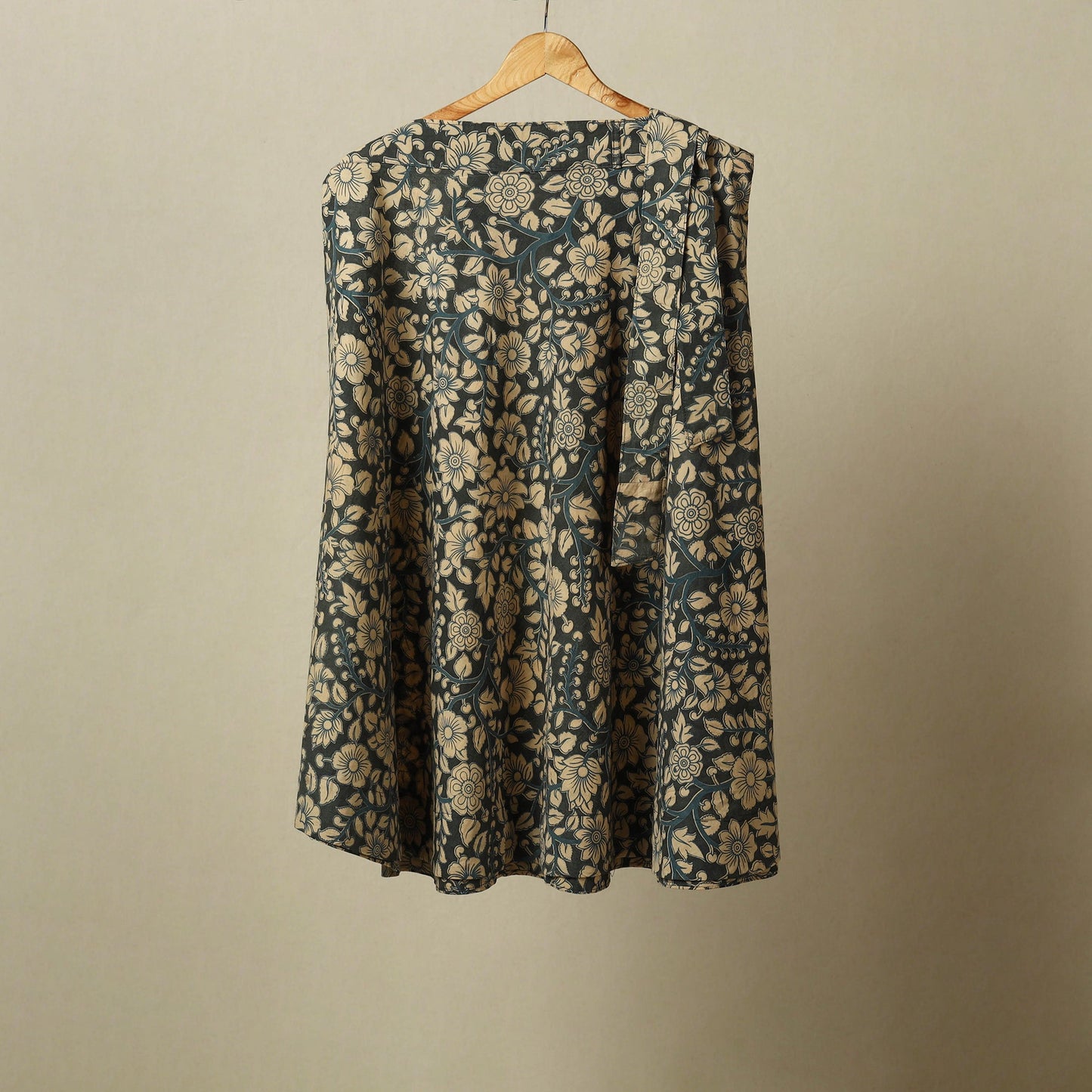 Grey - kalamkari cotton wrap around skirt 02 - handcrafted