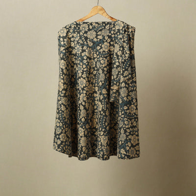 Grey - kalamkari cotton wrap around skirt 02 - handcrafted