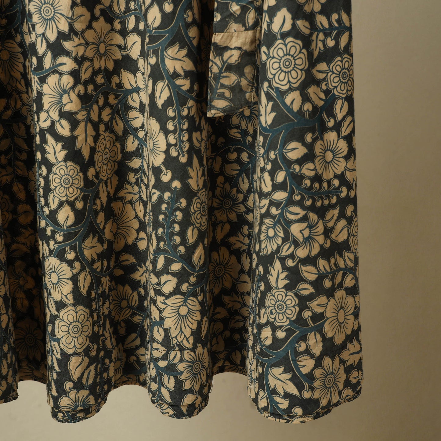 Grey - kalamkari cotton wrap around skirt 02 - handcrafted