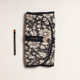  Kalamkari Fabric Multipurpose Segmented Make-up Brush Wrap Pouch/Case 