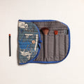  Kalamkari Fabric Multipurpose Segmented Make-up Brush Wrap Pouch/Case 