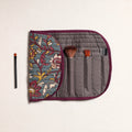  Kalamkari Fabric Multipurpose Segmented Make-up Brush Wrap Pouch/Case 