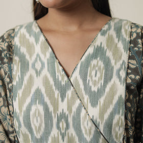  Kalamkari Printed Cotton Flared Kurta with Ikat Patchwork 12 