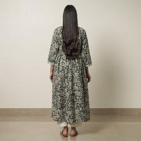  Kalamkari Printed Cotton Flared Kurta with Ikat Patchwork 12 