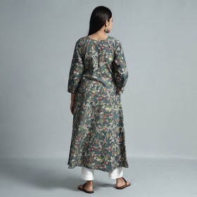 Grey - kalamkari printed cotton kurta - handcrafted