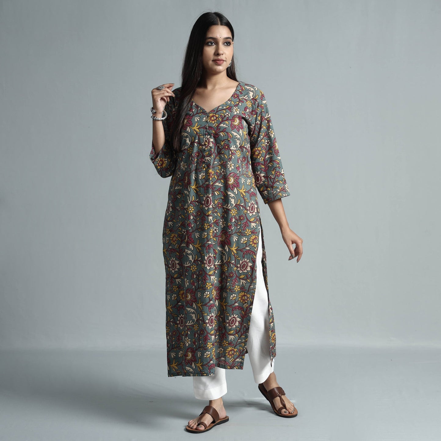  Kalamkari Printed Cotton Kurta For Women