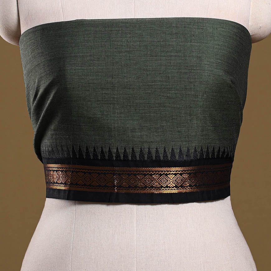 Kanchipuram cotton blouse piece 48 - handcrafted