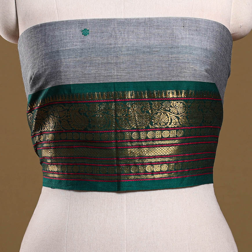 Kanchipuram cotton blouse piece 61 - handcrafted