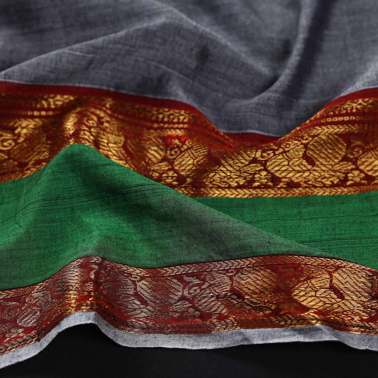 Grey - kanchipuram cotton blouse piece 63 - handcrafted