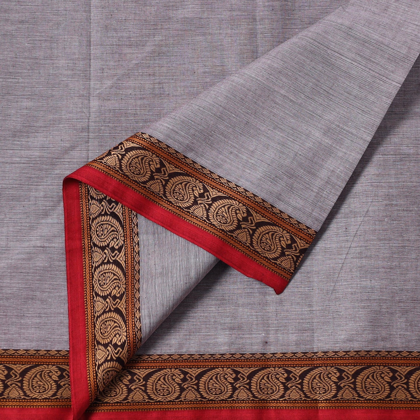 Buy Kanchipuram Cotton Fabric with Thread Zari Border 32 Online at iTokri.com