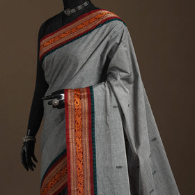 Grey - kandangi buti chettinad cotton saree with border 01