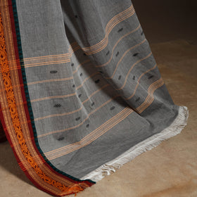 Grey - kandangi buti chettinad cotton saree with border 01