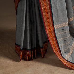 Grey - kandangi buti chettinad cotton saree with border 01