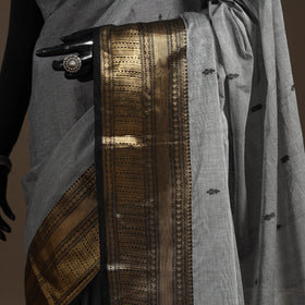 Grey - kandangi buti chettinad cotton saree with border 04