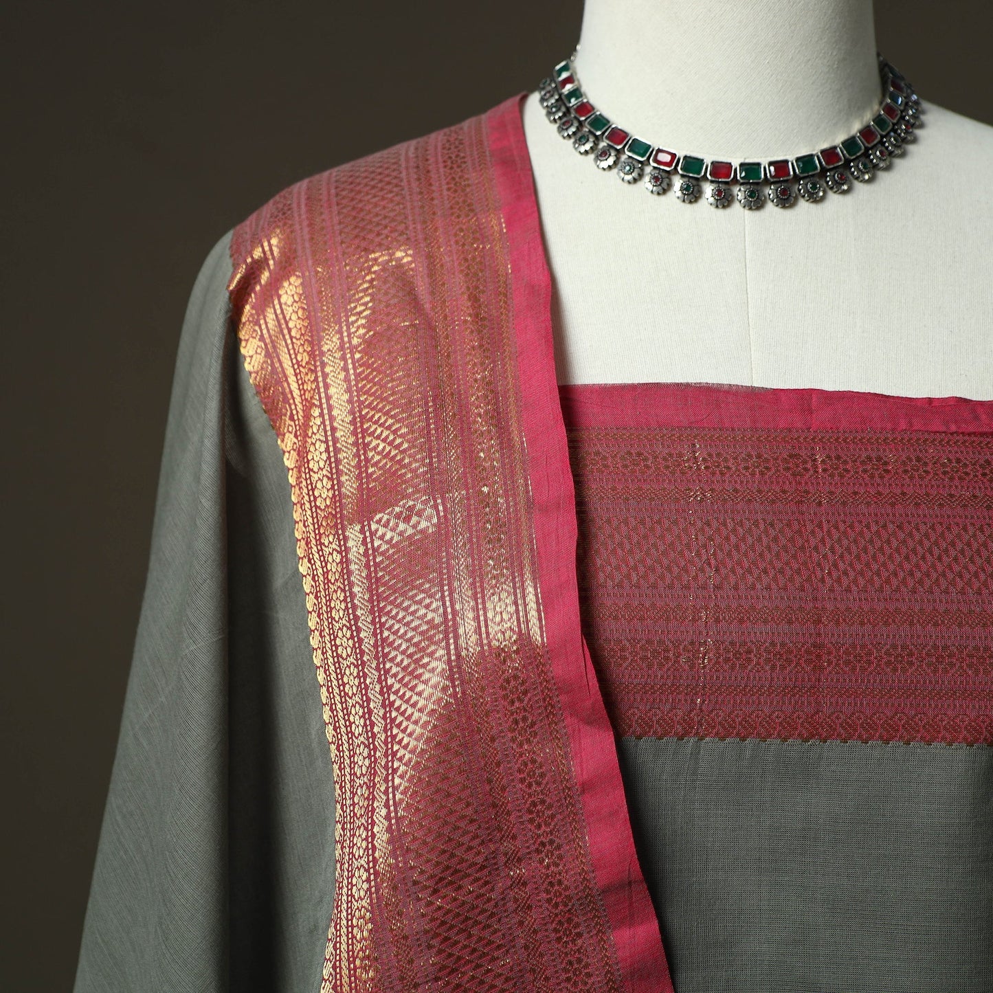 Kandangi chettinad cotton 2pc unstitched dress material 02