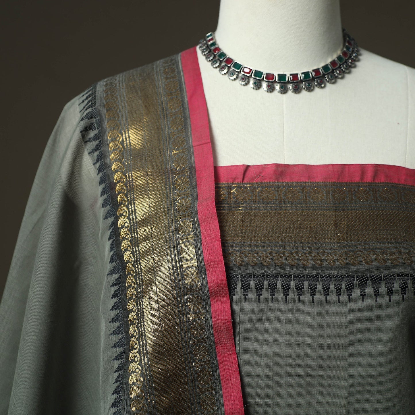 Kandangi chettinad cotton 2pc unstitched dress material 17