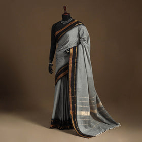Grey Kandangi Chettinad Cotton Saree with Border