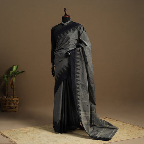 Grey Kandangi Chettinad Cotton Saree with Border
