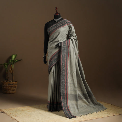 Grey Kandangi Chettinad Cotton Saree with Border