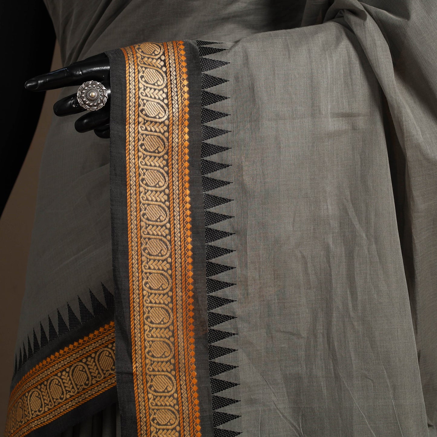 Grey - kandangi chettinad cotton saree with border 67