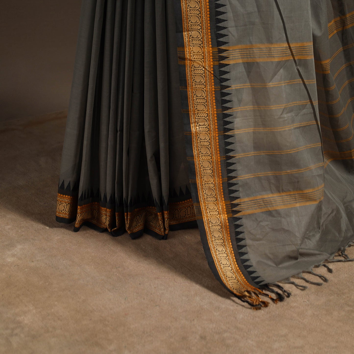 Grey - kandangi chettinad cotton saree with border 67