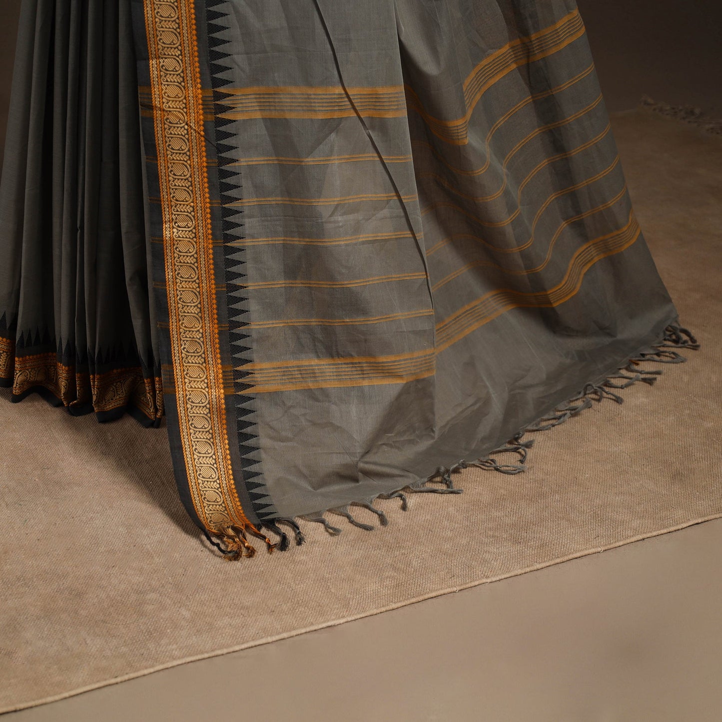 Grey - kandangi chettinad cotton saree with border 67
