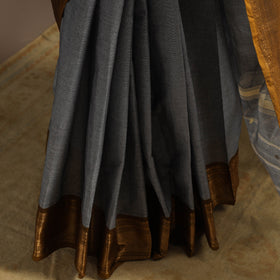 Grey Kandangi Chettinad Cotton Saree with Zari Border