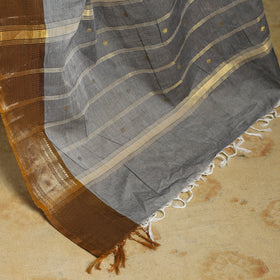 Grey Kandangi Chettinad Cotton Saree with Zari Border