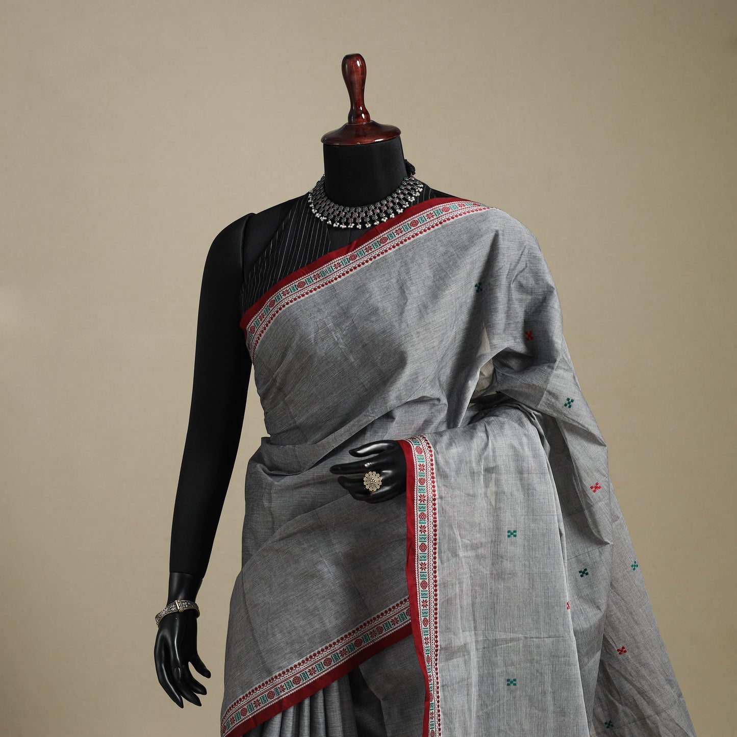 Grey - kandangi thread buti chettinad cotton saree